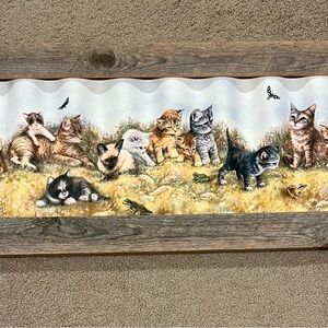 Handmade Wood Framed Cat Print On Metal Super Unique Piece 28X22x.5